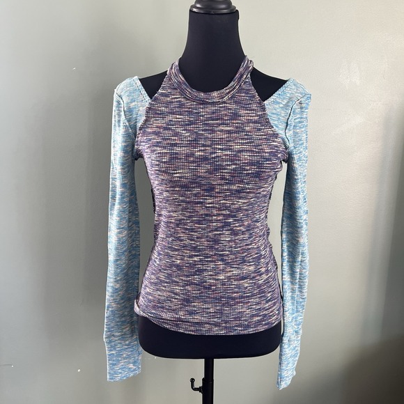 Free People Women's Out Of Control Tee Cool Combo Blue Size Medium - Picture 1 of 6